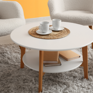 The Evozal Craft Iron Frame Round Coffee Table Set 2 Piece